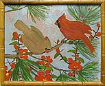 Cardinals in a bamboo frame