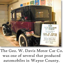 The Geo. W. Davis Motor Car Co. was one of several that produced automobiles in Wayne County.