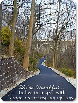 We're Thankful...to live in an area with gorge-ous recreation options.
