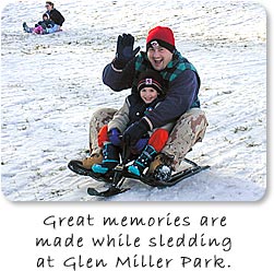 Great memories are made while sledding at Glen Miller Park.
