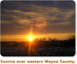 Sunrise over western Wayne County.