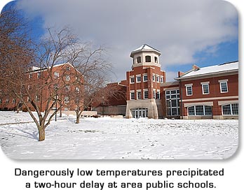 (Photo: Earlham Wellness Center) Dangerously low temperatures precipitated a two-hour delay at area public schools.