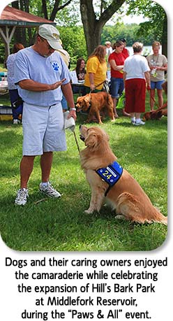 Dogs and their caring owners enjoyed the camaraderie while celebrating the expansion of Hill's Bark Park at the Middlefork Reservoir during the "Paws & All" event.