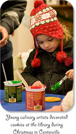 Young culinary artists decorated cookies at the library during Christmas in Centerville.