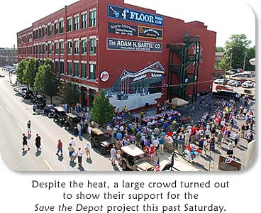 Despite the heat, a large crowd turned out to show their suppor for the "Save the Depot" project this past Saturday.