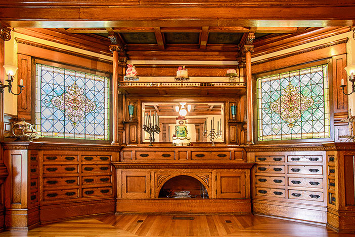 Photo: Built-in dining room cabinets in the Oliver P. and Mary Gaar Home.