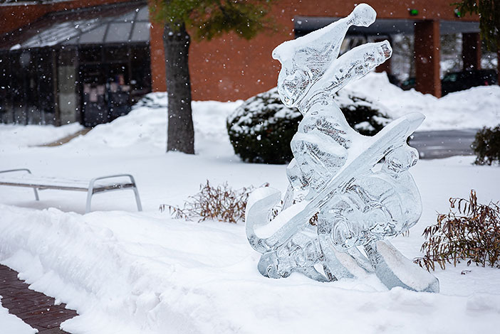 Photo: Ice sculpture of a sledder.