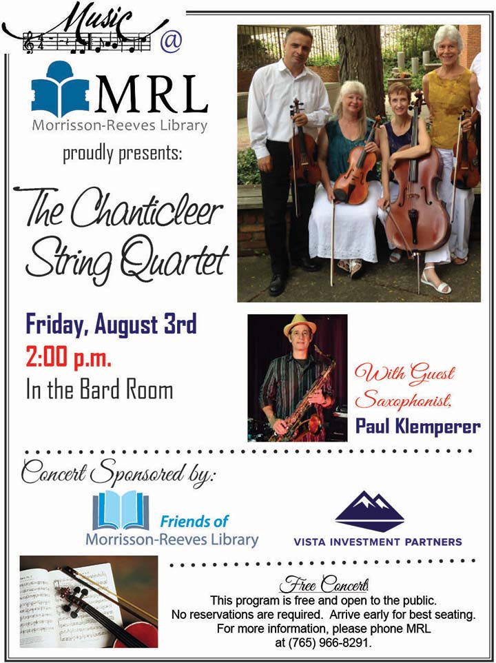Flyer: MRL hosts Chanticleer Quartet