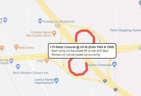 Supplied Map: I-70 Closure at US 40