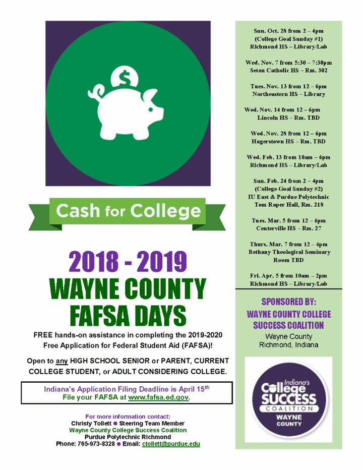 Supplied Flyer: Wayne County FAFSA Days