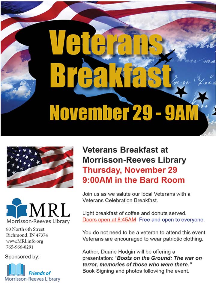 Supplied Flyer: MRL Veterans Breakfast