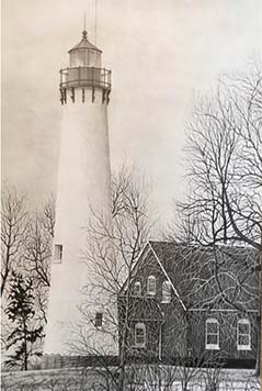 Drawing: Graphite on Paper: "Tawas Point Lighthouse" by Don Pressley