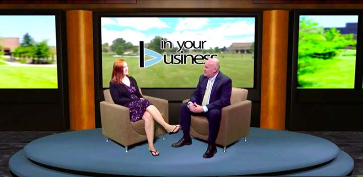 Supplied Photo: Tim Scales, director of the Center for Entrepreneurship and the Center for Economic Education and senior lecturer, interviews a guest on In Your Business Television. The show is a finalist for UEDA's Talent & Place category.