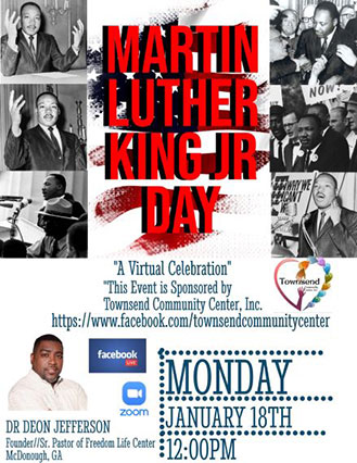 Supplied Flyer:  2021 Martin Luther King Jr. Day Celebration