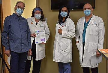 Supplied Photo: Dr. David Jetmore (from left), Dr. Jennifer Bales, Dr. Annuradha Bhandari, and Dr. Thomas Huth were the first to receive the vaccine at Reid Health.