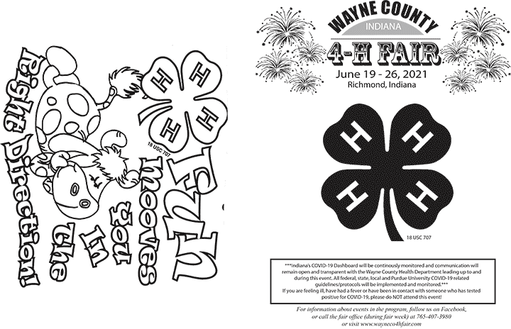Supplied Flyer:  Pages 1 and 4 of the 2021 Wayne County 4-H Fair Program