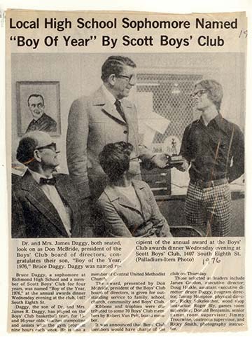 Supplied News Article: Bruce Daggy, Youth of the Year 1976 