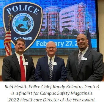 Supplied Photo: Reid Health Police Chief Randy Kolentus (center)