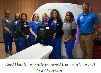 Supplied Image:  Reid Health recently recieved the HeartFlow CT Quality Award
