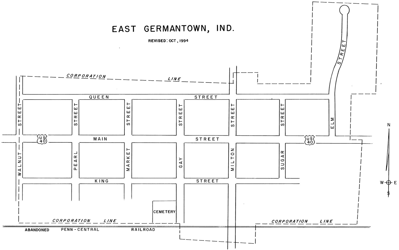 Map of East Germantown, Indiana; a.k.a. Pershing, Indiana