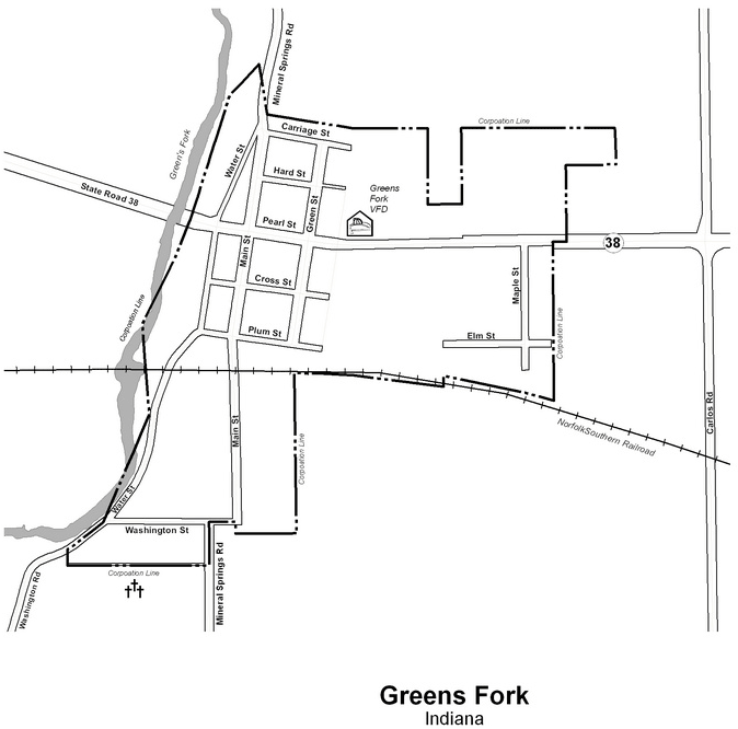 Map of Greens Fork, Indiana