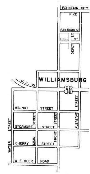 Map of Williamsburg, Indiana