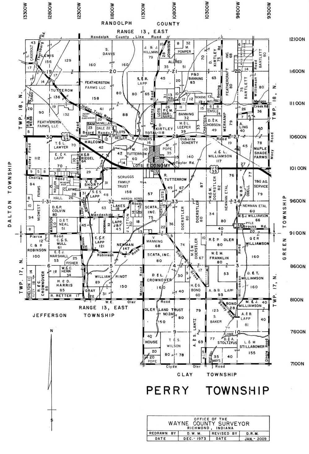 Map of Perry Township, Wayne County, Indiana