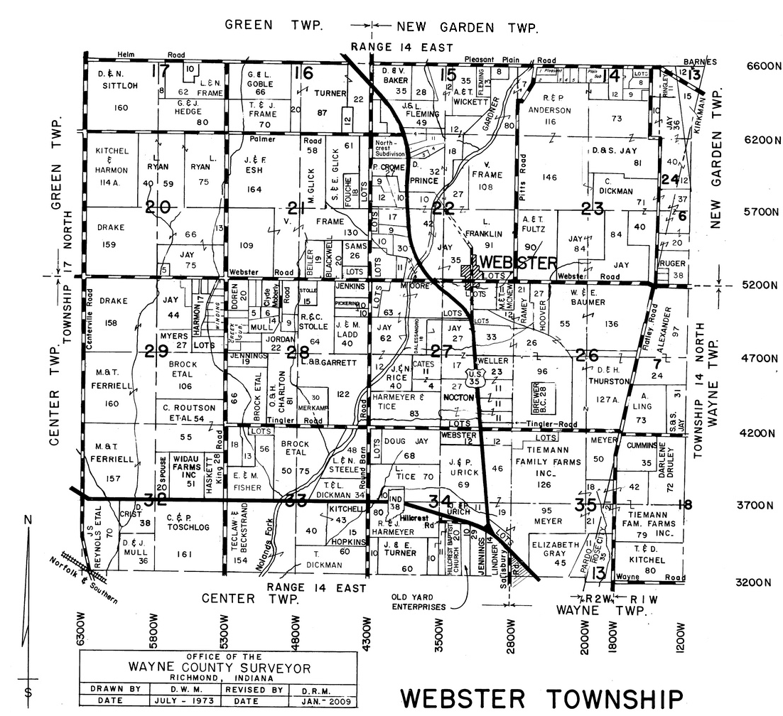 Map of Webster Township, Wayne County, Indiana