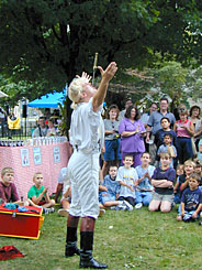 Sword Swallower act at Pioneer Days at the Wayne County Historical Museum.