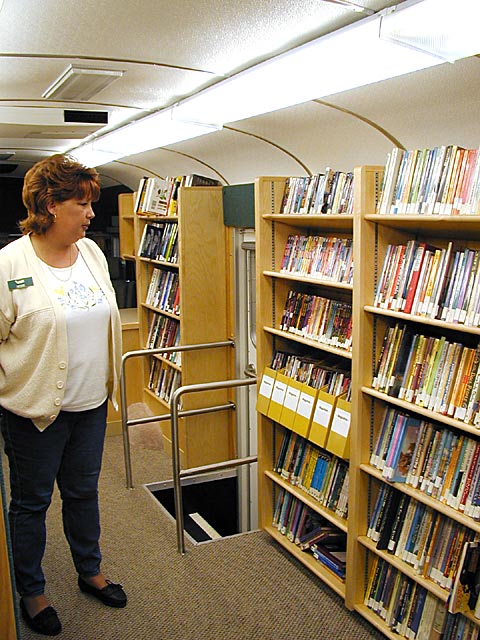 Interior of the new bookmobile owned by the Wayne County Contractual Library.