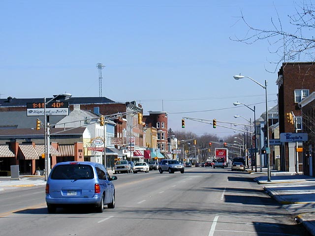 The historic National Road  continues to pass through the center of Cambridge City, Indiana.