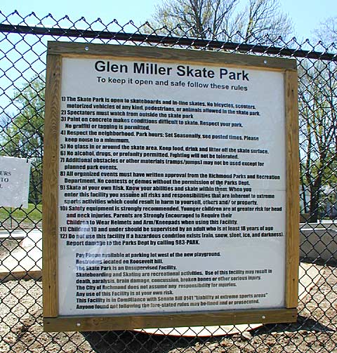 Photo: Sign with rules of Skate Park listed on it.