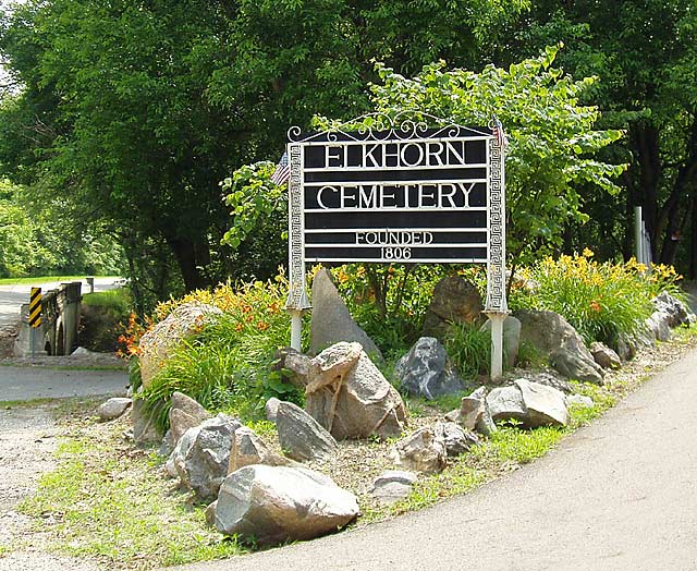 Photo: Sign - Elkhorn Cemetery Founded 1806