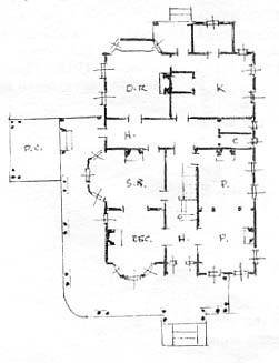 Floorplan image Copyright 1991 Gaar Houses Richmond, Indiana by James P. Hartig and Gertrude L. Ward, Illustrated by Michael L. Cougill