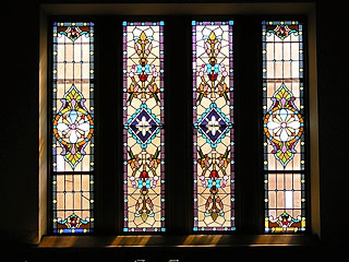 Click for larger view of these rectangular stained glass windows.
