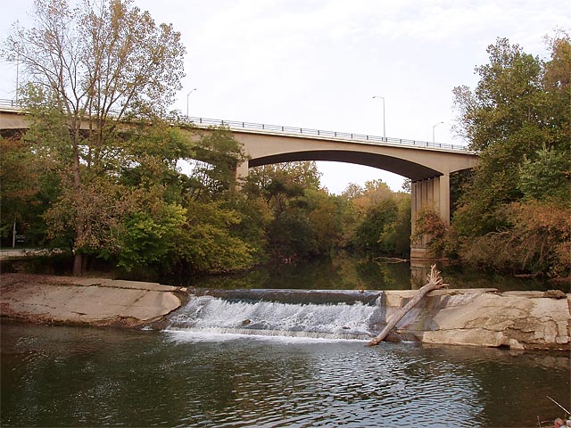 Photo: Whitewater River with weir dam and the G Street Bridge in the background