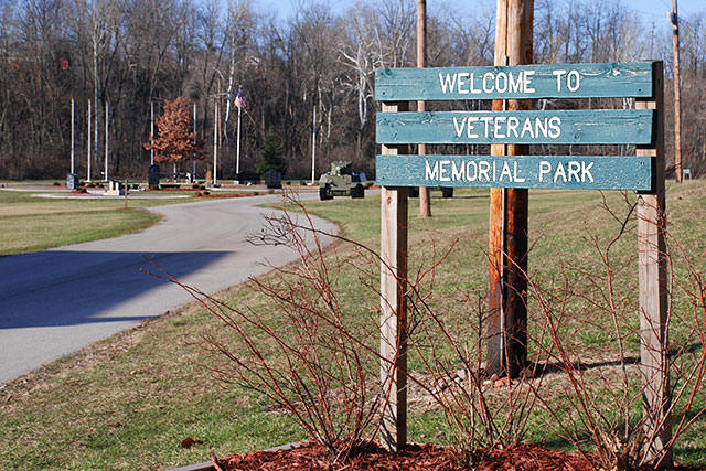 Sign and entrance to Veterans Memorial Park